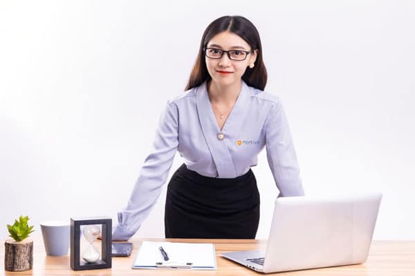 medical billing beautiful medical biller leaning on the desk