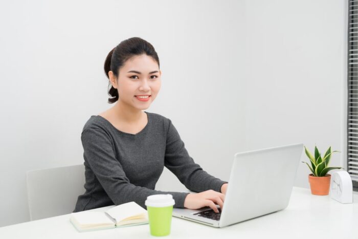 medical virtual assistant infront of her pc.