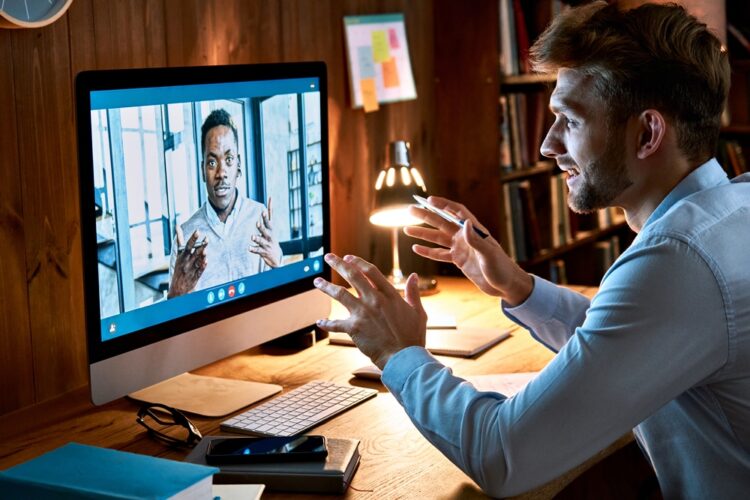 virtual assistant having a skype video call to a doctor