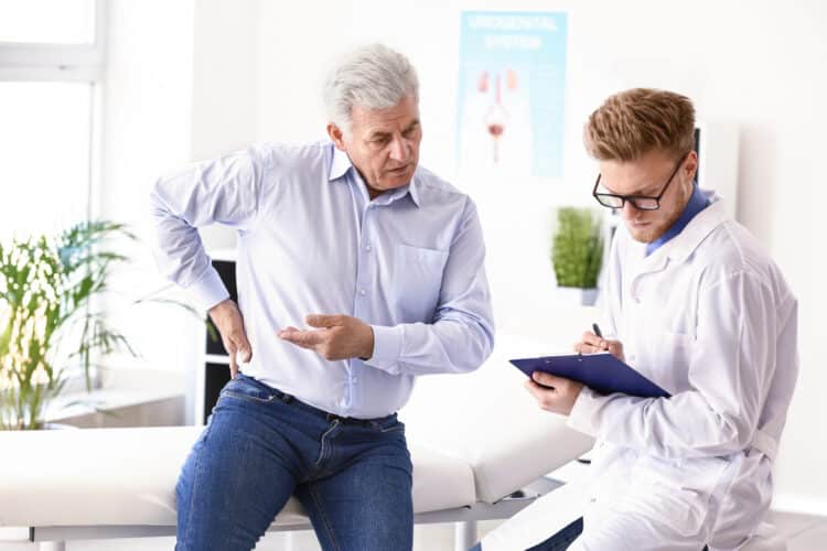 Male patient at urologist's office