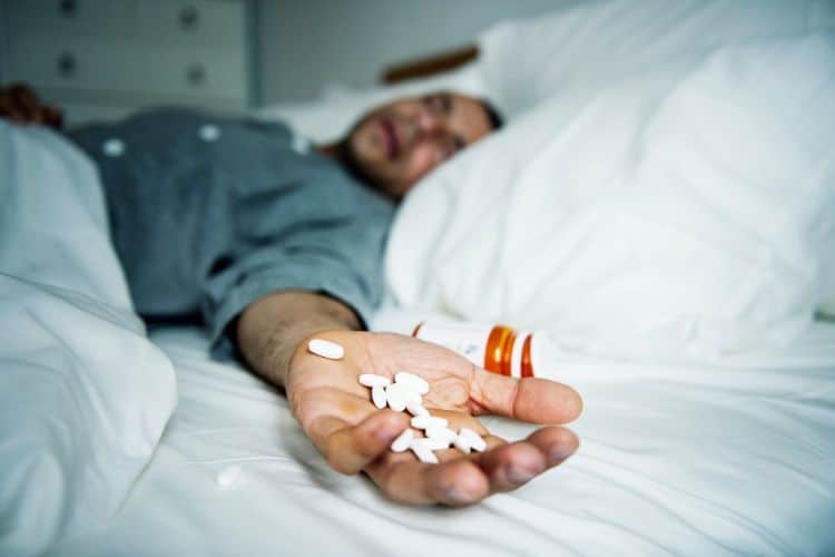 abused drugs a man overdosed with medicine