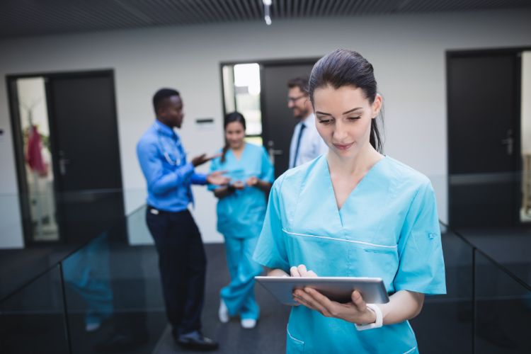 patient records checked by a nurse