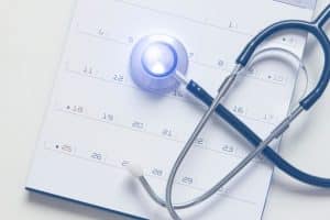 appointment scheduling with virtual medical receptionists stethoscope and calendar