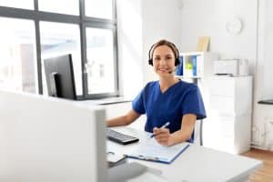 clinics reception needs with virtual medical assistants VA doctor working in the office