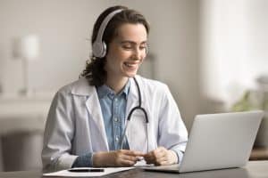 day in the life of a virtual medical receptionist, VA doctor smiling