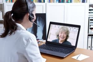 office efficiency with virtual medical receptionist, VA talking to someone