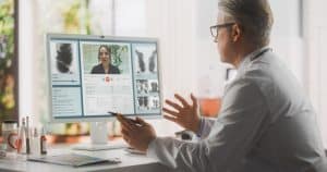 virtual medical receptionist benefits, doctor making a videocall online