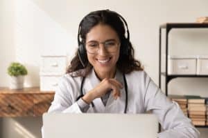 virtual medical receptionists solution, happy doctor working