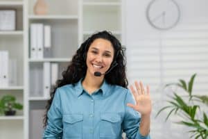 advantages of including a virtual medical receptionist VA saying waving