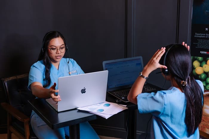 busy two females medical biller