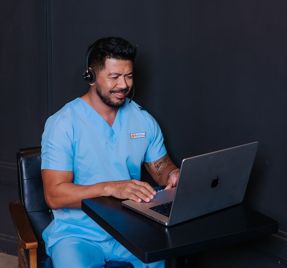 virtual executive assistant working on laptop